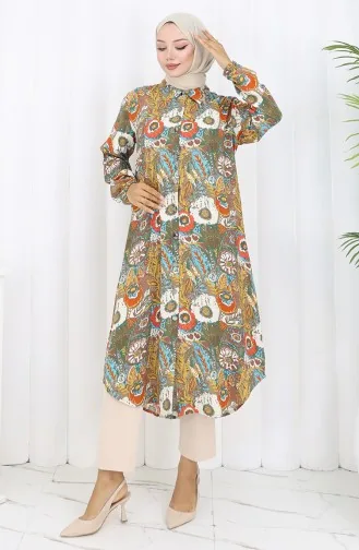 Tuniek Met Elastische Mouwen En Knopen 0134-05 Granaatappelbloem Mosterd 0134-05