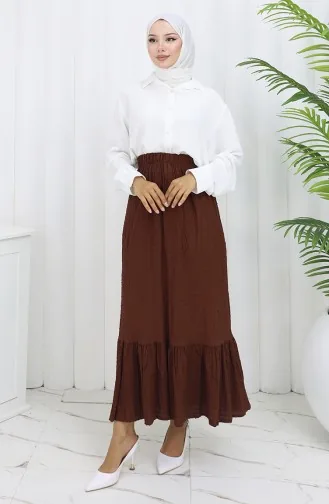 Rock Mit Elastischer Taille 2127-01 Braun 2127-01