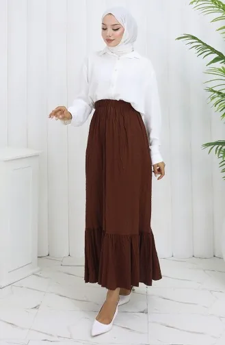 Rock Mit Elastischer Taille 2127-01 Braun 2127-01