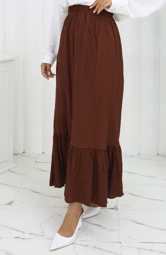 Rock Mit Elastischer Taille 2127-01 Braun 2127-01