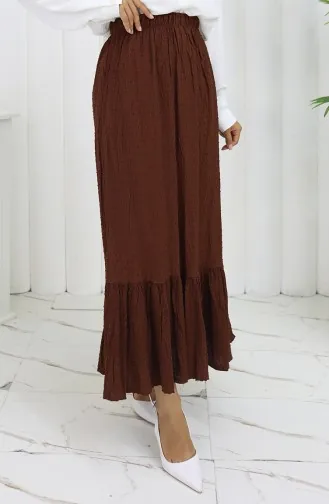 Rock Mit Elastischer Taille 2127-01 Braun 2127-01