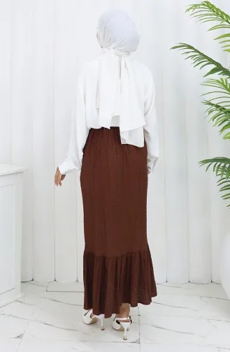 Rock Mit Elastischer Taille 2127-01 Braun 2127-01