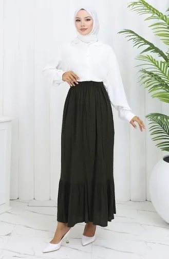 Rock Mit Elastischer Taille 2127-03 Khaki 2127-03