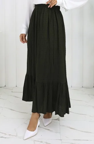 Rock Mit Elastischer Taille 2127-03 Khaki 2127-03