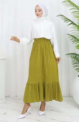 Rock Mit Elastischer Taille 2127-06 Ölgrün 2127-06