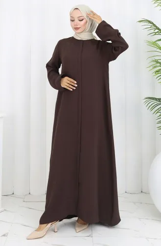 عباية بأكمام مرنة وسحاب 2501-01 بني 2501-01