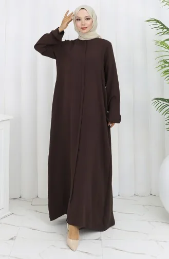 عباية بأكمام مرنة وسحاب 2501-01 بني 2501-01