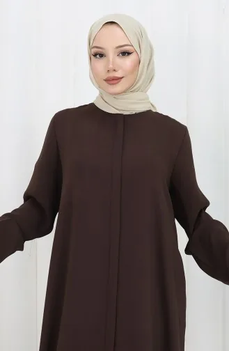 عباية بأكمام مرنة وسحاب 2501-01 بني 2501-01