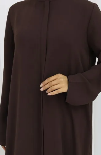 عباية بأكمام مرنة وسحاب 2501-01 بني 2501-01