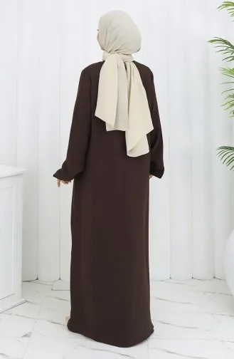 عباية بأكمام مرنة وسحاب 2501-01 بني 2501-01