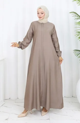 Abaya Mit Reißverschluss Vorne 2502-01 Braun 2502-01