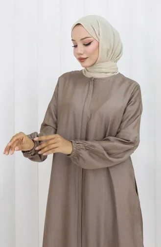 Abaya Mit Reißverschluss Vorne 2502-01 Braun 2502-01