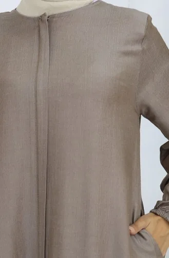 Abaya Mit Reißverschluss Vorne 2502-01 Braun 2502-01