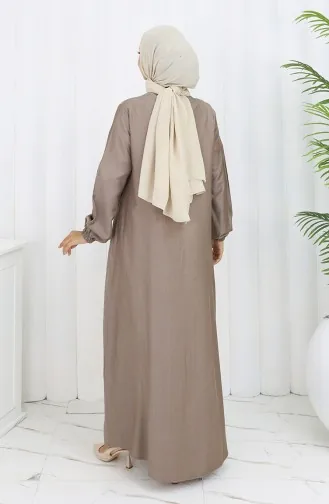 Abaya Mit Reißverschluss Vorne 2502-01 Braun 2502-01
