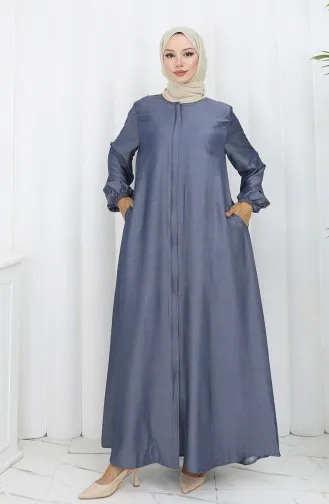 Abaya Met Ritssluiting Aan De Voorkant 2502-02 Marineblauw 2502-02