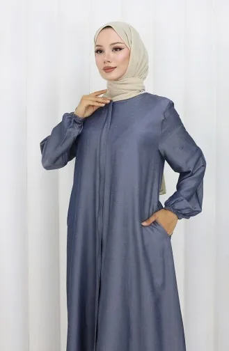 Abaya Met Ritssluiting Aan De Voorkant 2502-02 Marineblauw 2502-02