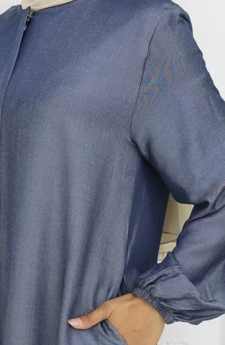 Abaya Met Ritssluiting Aan De Voorkant 2502-02 Marineblauw 2502-02