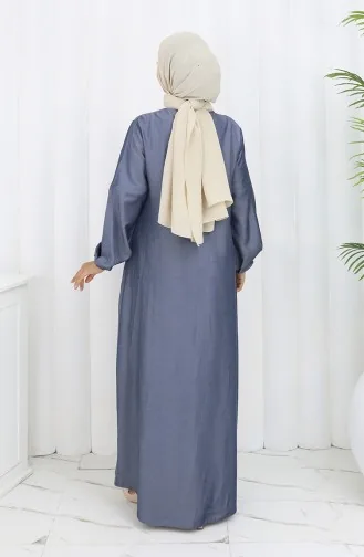 Abaya Met Ritssluiting Aan De Voorkant 2502-02 Marineblauw 2502-02
