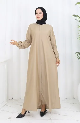 Abaya Met Ritssluiting Aan De Voorkant 2502-03 Beige 2502-03