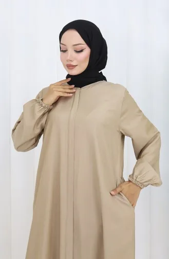Abaya Met Ritssluiting Aan De Voorkant 2502-03 Beige 2502-03