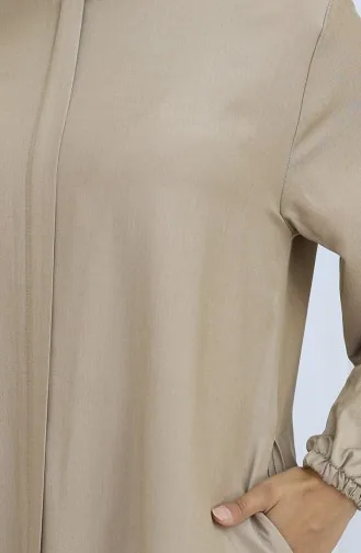 Abaya Met Ritssluiting Aan De Voorkant 2502-03 Beige 2502-03