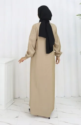 Abaya Met Ritssluiting Aan De Voorkant 2502-03 Beige 2502-03