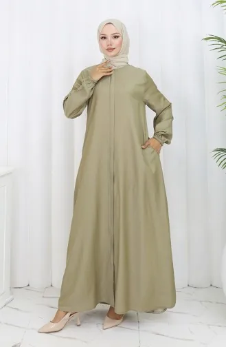 Abaya Met Ritssluiting Aan De Voorkant 2502-04 Oliegroen 2502-04