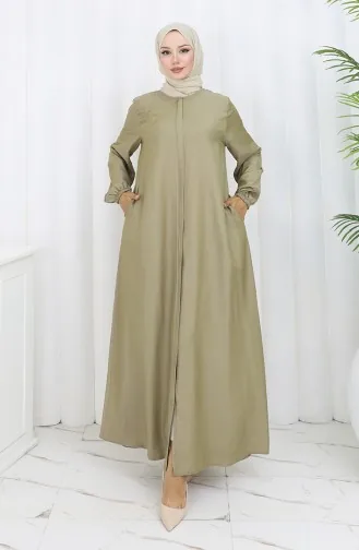 Abaya Met Ritssluiting Aan De Voorkant 2502-04 Oliegroen 2502-04