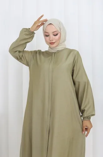 Abaya Met Ritssluiting Aan De Voorkant 2502-04 Oliegroen 2502-04