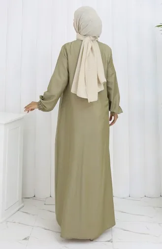Abaya Met Ritssluiting Aan De Voorkant 2502-04 Oliegroen 2502-04