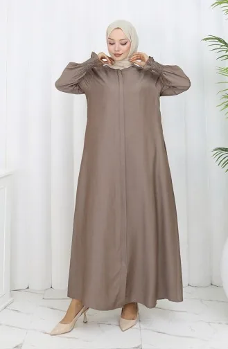 Abaya Met Elastische Mouwen En Rits 2503-02 Bruin 2503-02