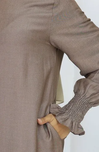 Abaya Met Elastische Mouwen En Rits 2503-02 Bruin 2503-02