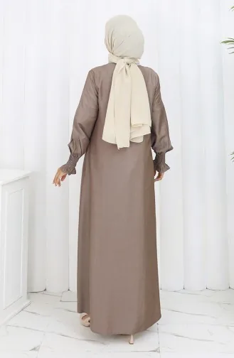 Abaya Met Elastische Mouwen En Rits 2503-02 Bruin 2503-02
