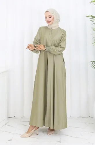 Abaya Met Elastische Mouwen En Rits 2503-05 Oliegroen 2503-05