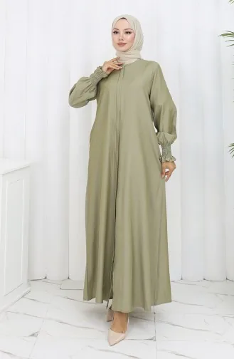 Abaya Met Elastische Mouwen En Rits 2503-05 Oliegroen 2503-05