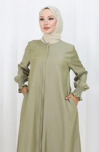 Abaya Met Elastische Mouwen En Rits 2503-05 Oliegroen 2503-05