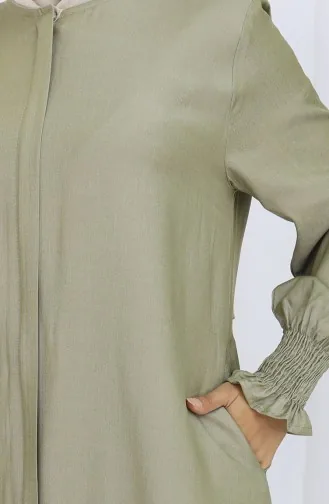 Abaya Met Elastische Mouwen En Rits 2503-05 Oliegroen 2503-05