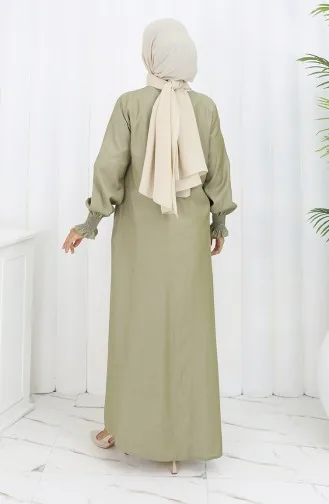 Abaya Met Elastische Mouwen En Rits 2503-05 Oliegroen 2503-05