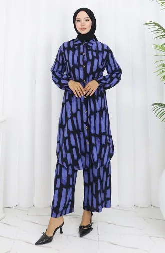 Viscose Fabric Tunic Trousers Double Suit 0131-02 Eggplant Color 0131-02