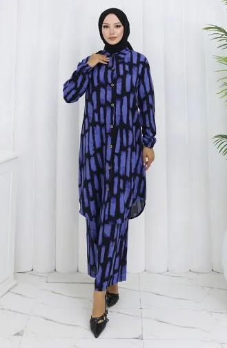 Viscose Fabric Tunic Trousers Double Suit 0131-02 Eggplant Color 0131-02