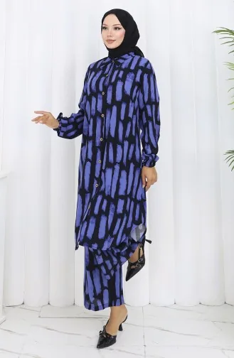 Viscose Fabric Tunic Trousers Double Suit 0131-02 Eggplant Color 0131-02