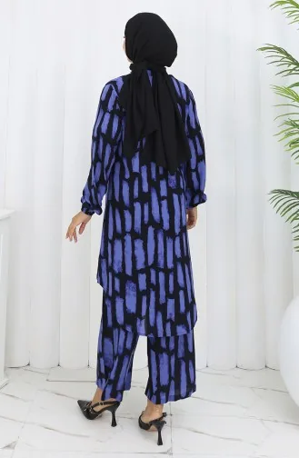 Viscose Fabric Tunic Trousers Double Suit 0131-02 Eggplant Color 0131-02