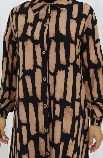 بدلة مزدوجة من قماش فيسكوز، بنطلون، تونيك، 0131-03، لون القهوة الحليبي، أسود 0131-03