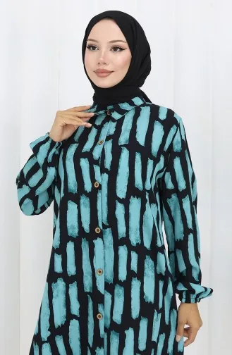 Ensemble Deux Pièces Tunique Et Pantalon En Viscose 0131-04 Turquoise 0131-04