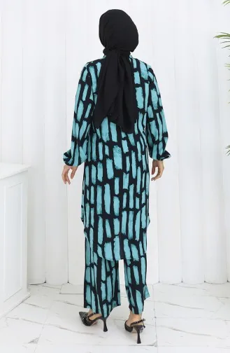 Ensemble Deux Pièces Tunique Et Pantalon En Viscose 0131-04 Turquoise 0131-04