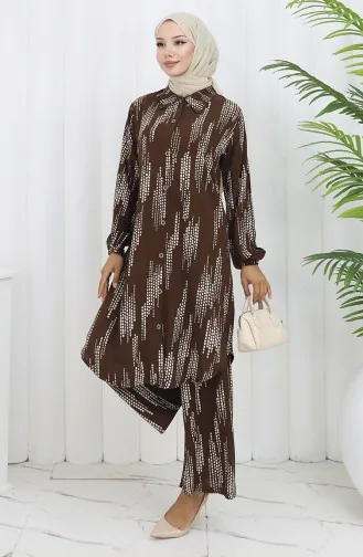 Viskose Stoff Tunika Hose Zweiteiler 0132-01 Braun 0132-01