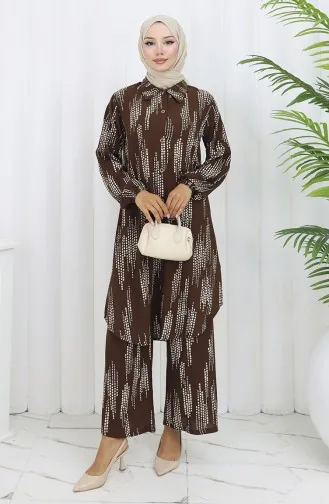 Viskose Stoff Tunika Hose Zweiteiler 0132-01 Braun 0132-01