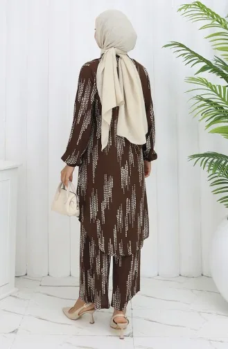 Viskose Stoff Tunika Hose Zweiteiler 0132-01 Braun 0132-01