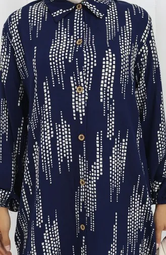 Viscose Fabric Tunic Trousers Two Piece Suit 0132-02 Navy Blue 0132-02