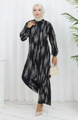 Viskose Stoff Tunika Hose Zweiteiler 0132-03 Schwarz 0132-03